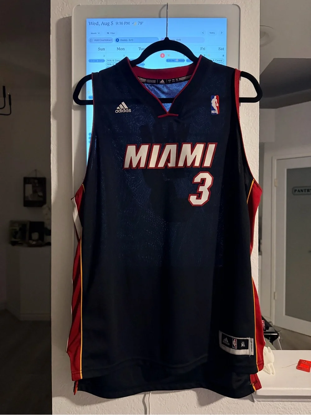 adidas Miami Navy Red Gold Basketball Jersey #3